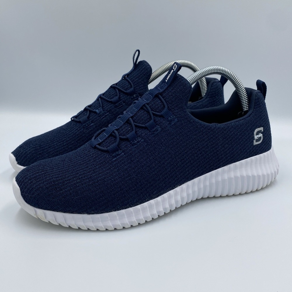 Skechers S Sport Women's 9.5 Navy Blue White Memory Foam Slip-On Sneakers F190-2